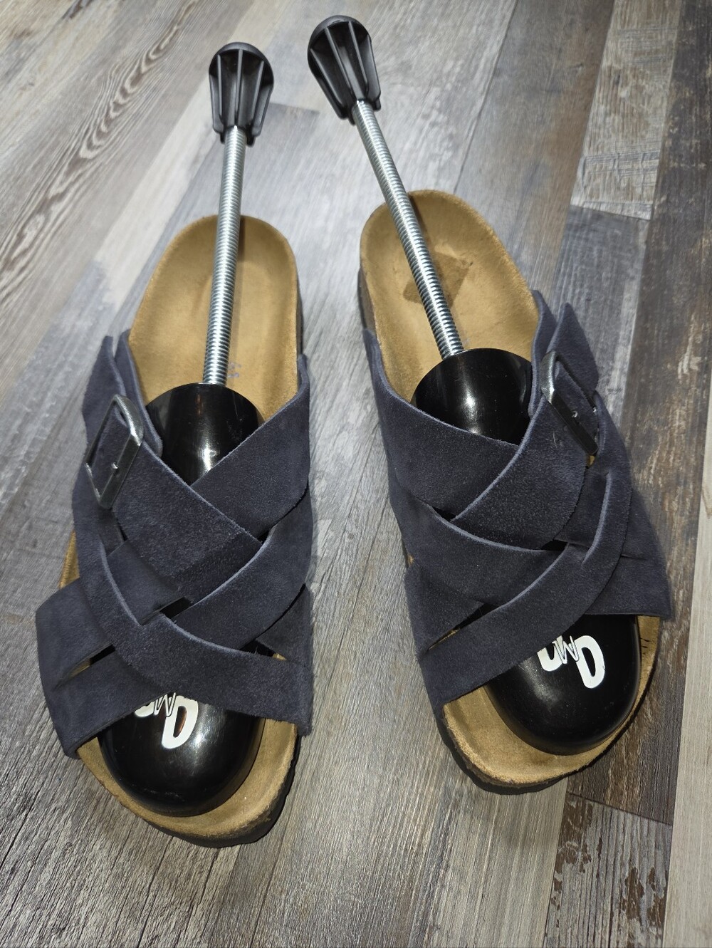 Birkenstock Lugano Soft Footbed Suede Leather Sandals Size 41 Midnight Blue